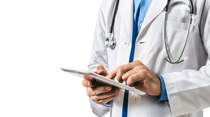 Healthcare Professional Examining Patient with Stethoscope and Clipboard in a Medical Setting