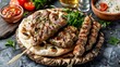 cevapi meal with grilled minced meat served with flatbread
