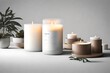 © WOW - A sleek candle mockup with a modern and minimalist design, casting a warm and inviting glow.