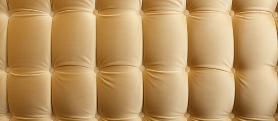 Canvas Print - Beige velvet upholstery featuring vertical lines and circular buttons High resolution image