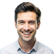 © shabbir - Portrait of young happy smiling man, isolated on transparent background.
