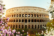 view of Colosseum building in Rome at spring, Italy