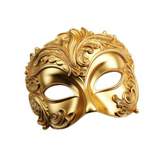 Wall Mural - Vivid depiction of a golden opera mask with a single striking eye, isolated on a pristine white  background 