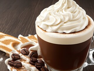 Free coffee beverage with tons of whipped cream in the picture