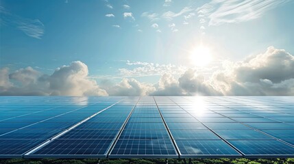 Aufkleber - An infinite field of solar panels. Generative AI.