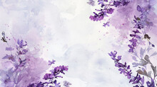 Watercolor Illustration Of Purple Floral And Leaf, With Copy Space Suitable For Invitation And Editable. Generative AI