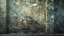 A Crumbling Old Wall Stands Tall, Its Weathered Bricks Telling Stories Of The Past. Rendered In A Gritty, Realistic Style, This Image Captures The Essence Of History And Decay 