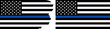 Black American flags vector with blue line. Standard flag and with torn edges