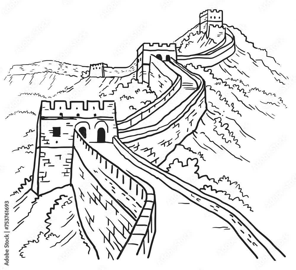 Great Wall of China illustration Stock Illustration | Adobe Stock