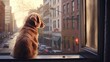 © Gefo - A dog sitting by the window and lovingly watching what is happening on the street