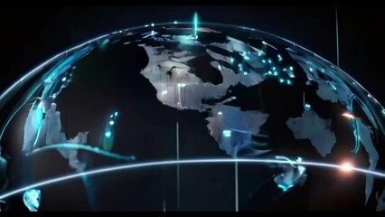 Wall Mural - footage an illustration of the rotation of the earth in cyber security systems and internet transactions and technology