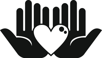 Wall Mural - Care hands support with love icon simple vector. People donation. Profit solitary share