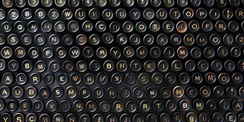 A close up of many old fashioned typewriter keys