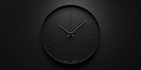 A black clock with red hands showing the time of 11:30