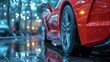 © Tiz21 - Red Sports Car in Nighttime City Lights