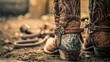 Rugged Cowboy Boots and Spurs in a Western Environment