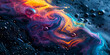Multicolored Mercury Mixing and Swirling on a Dark Surface Background and Banner