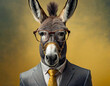 © new - man in a suit with a donkey Donkey wearing business suit and glasses . portrait of a businessman  donkey