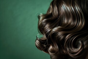 Wall Mural - A woman's hair is curled and has a lot of shine to it