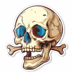 skull and crossbones - danger warning sign, sticker 3 d.