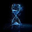 © PixelHD - An Hourglass made of blue digital particles on a black background