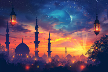 Islamic Ramadan Background created with Generative AI