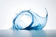 Let your imagination flow with the elegant simplicity of a rounded splash of blue water isolated on a white background. Generative AI,