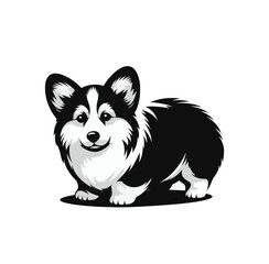 Cute corgi dog. Monochromatic isolated vector illustration