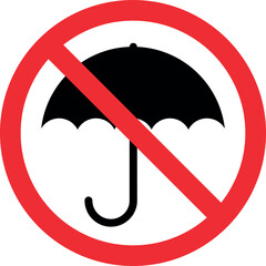 Sticker - Umbrella prohibited sign. Forbidden signs and symbols.