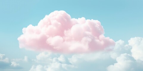 Canvas Print - Pink and blue sky background with tiny clouds.