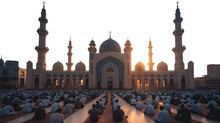 Islamic Worship In Friday Mosque, Muslim Praying In Mosque, Photo Of Devout Muslims, Eid Prayer Or  Eid Salah On Eid Ul Fitr 2024