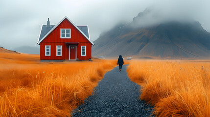 Canvas Print - house in the fog