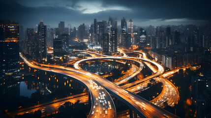 Canvas Print - Cars on the highway in a traffic jam