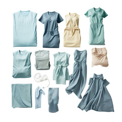 Wall Mural - Top down view of medical clothing isolated on transparent background