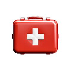 Top view of red first aid kit isolated on transparent background