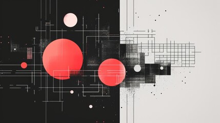 Poster - Abstract geometric background with circles, lines and dots