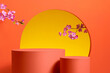 © Marc Tran/Stocksy - Lunar new year background and product pedestal podium display