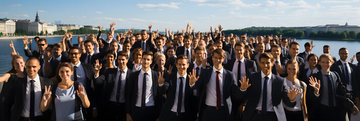 Wall Mural - The diverse team of professionals posing with a smile