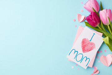 global mother's day: expressions of affection. top view shot of a homemade 