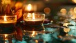Floating Candles in the Water at Night - A Romantic and Magical Image.