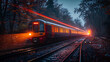 Digital illustration train long exposure photography at night vary fast speed AI Image Generative