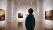 little boy in an art gallery