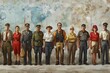 Legacy of Labor: A Timeless Portrait of Workers in Various Uniforms, Standing Proudly, Reflecting the History and Future of the Labor Movement on International Labour Day