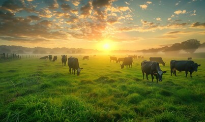 Poster - Natural resources in rural landscapes with a photograph of a dairy farm nestled in a lush valley surrounded by verdant meadows