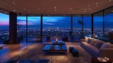 Fototapeta Kosmos - Luxury apartment with views of downtown Los Angeles at night in high resolution and high quality. housing concept, apartment, city, Los Angeles