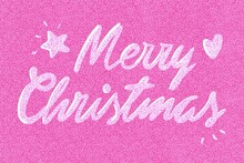 Merry Christmas Message On Pink Glitter Background