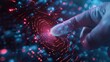 © Asad - Businessmen And Fingerprint Scanning Unlock And Access The Business Data Network. Cloud. Biometric Identification And Cyber Security Protect Business Transactions From Online Cyberattacks