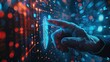 © Asad - Businessmen And Fingerprint Scanning Unlock And Access The Business Data Network. Cloud. Biometric Identification And Cyber Security Protect Business Transactions From Online Cyberattacks