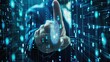 © Asad - Businessmen And Fingerprint Scanning Unlock And Access The Business Data Network. Cloud. Biometric Identification And Cyber Security Protect Business Transactions From Online Cyberattacks