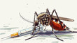 Vaccine against malaria. , Mosquito with vaccine syringe, isolated on white background, world malaria day, dengue